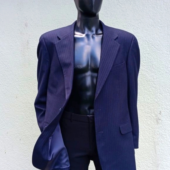 JONES NY VINTAGE MEN'S MULTI-COLOR PIN STRIPPED CASHMERE BLEND LUXURY BLAZER